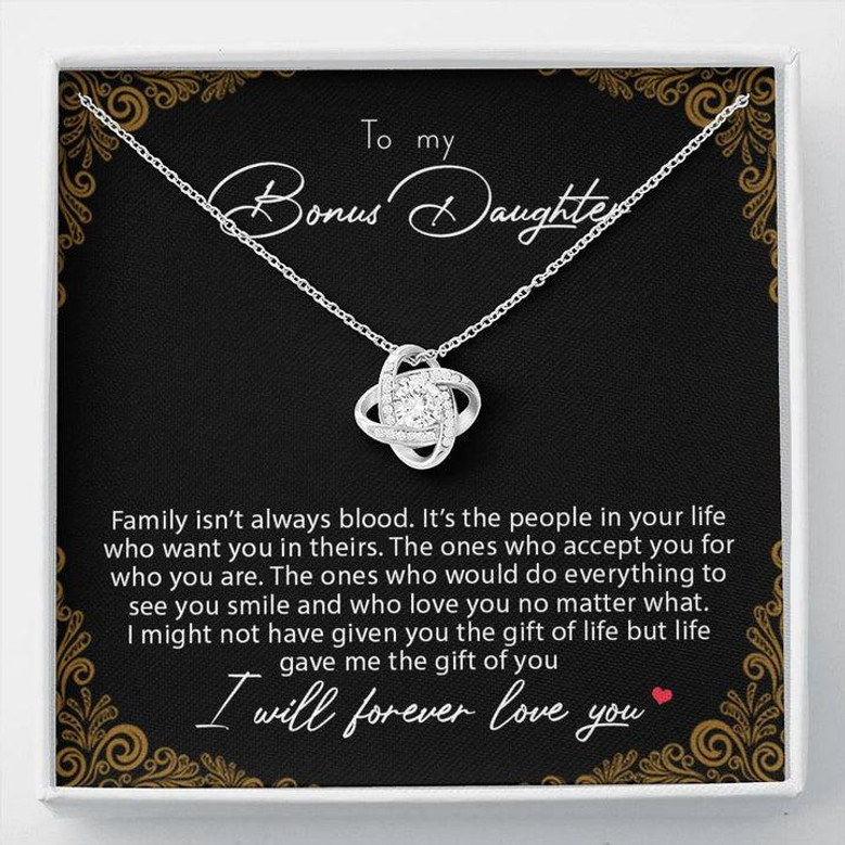 To My Bonus Daughter Family Isn't Always Blood Love Knot Necklace
