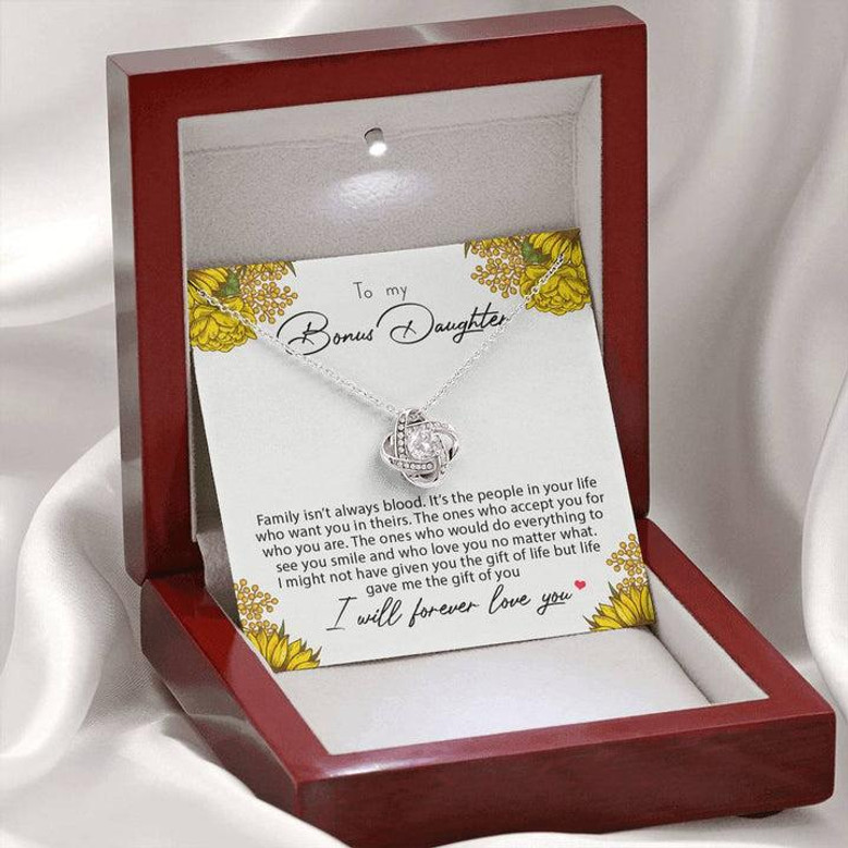 To My Bonus Daughter Family Isn't Always Blood Love Knot Necklace