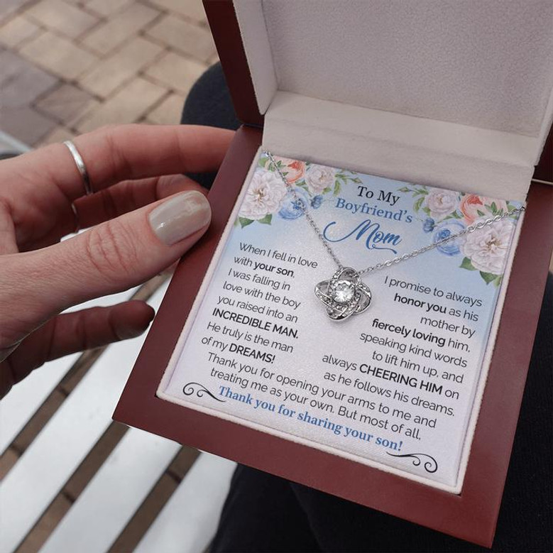 To My Boyfriend's Mom - Thank You For Sharing Your Son | Love Knot Necklace
