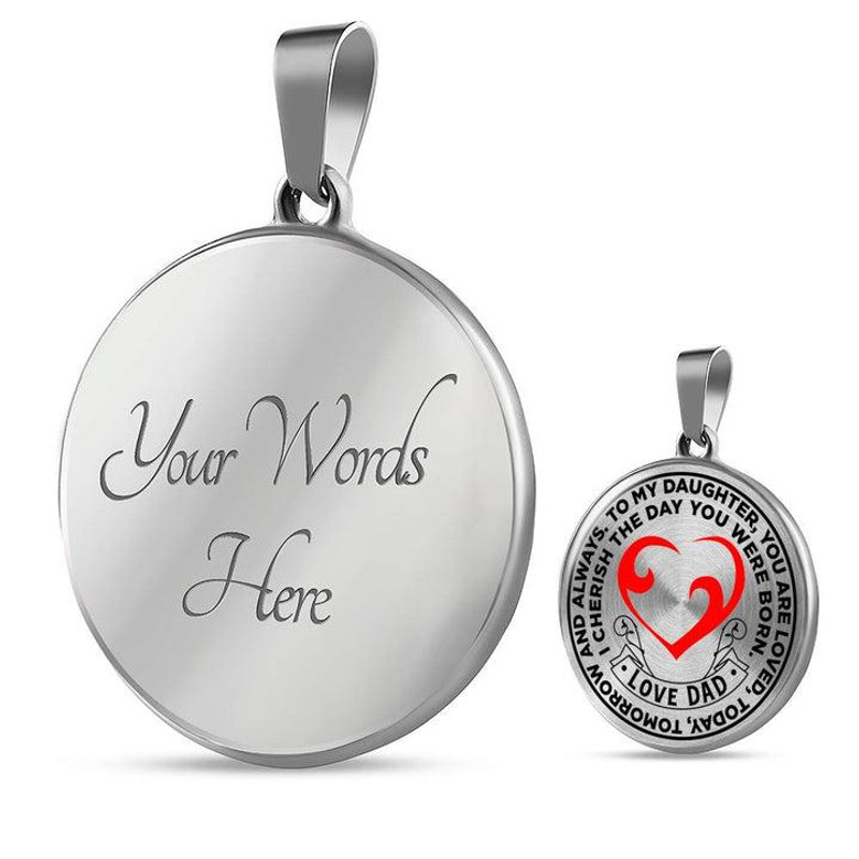 Father And Daughter Necklace – Gold Plated Heart Charm – "I'll Always Be There For You" – 22 Inch Chain