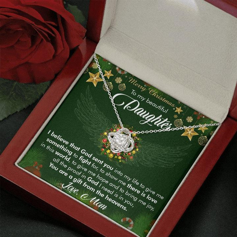 To My Daughter You Are A Gift From Heaven Love Knot Necklace | Gift For Her | Gift From Mom