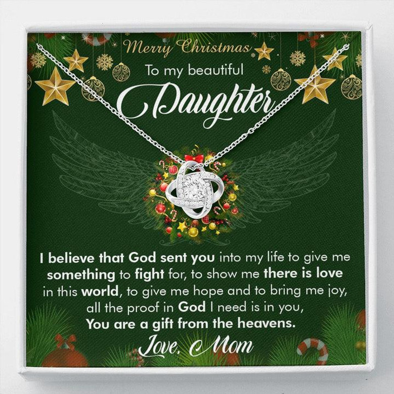 To My Daughter You Are A Gift From Heaven Love Knot Necklace | Gift For Her | Gift From Mom