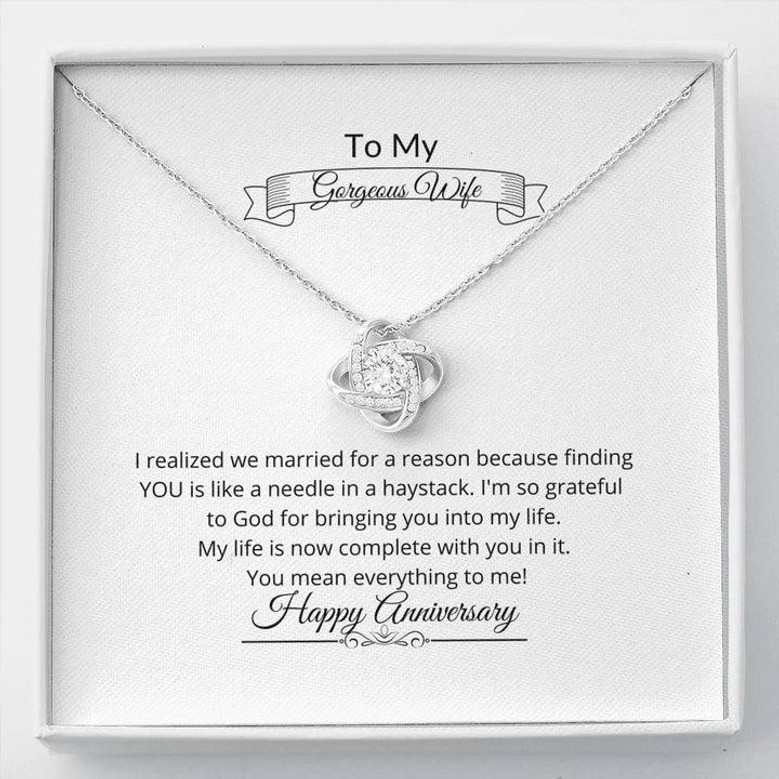 To My Gorgeous Wife, Love Knot Necklace, Anniversary Necklace, Anniversary Pendant, Christian Gift Idea, Sentimental Gift, Thoughtful Gift, Golden Anniversary, 40Th Anniversary