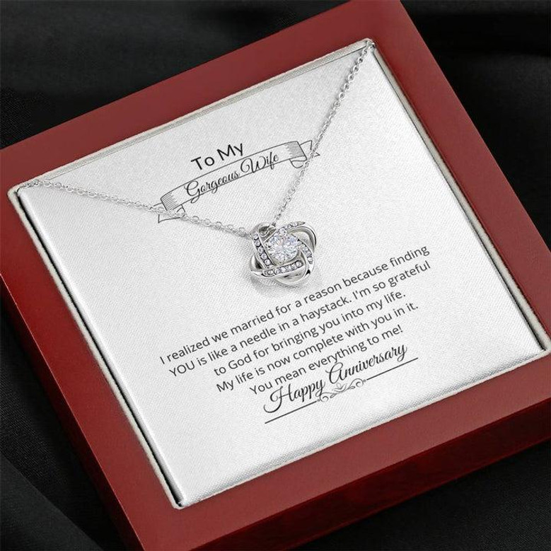 To My Gorgeous Wife, Love Knot Necklace, Anniversary Necklace, Anniversary Pendant, Christian Gift Idea, Sentimental Gift, Thoughtful Gift, Golden Anniversary, 40Th Anniversary