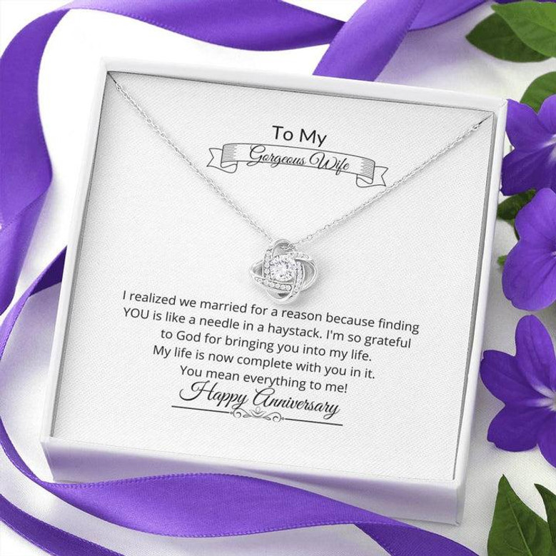 To My Gorgeous Wife, Love Knot Necklace, Anniversary Necklace, Anniversary Pendant, Christian Gift Idea, Sentimental Gift, Thoughtful Gift, Golden Anniversary, 40Th Anniversary