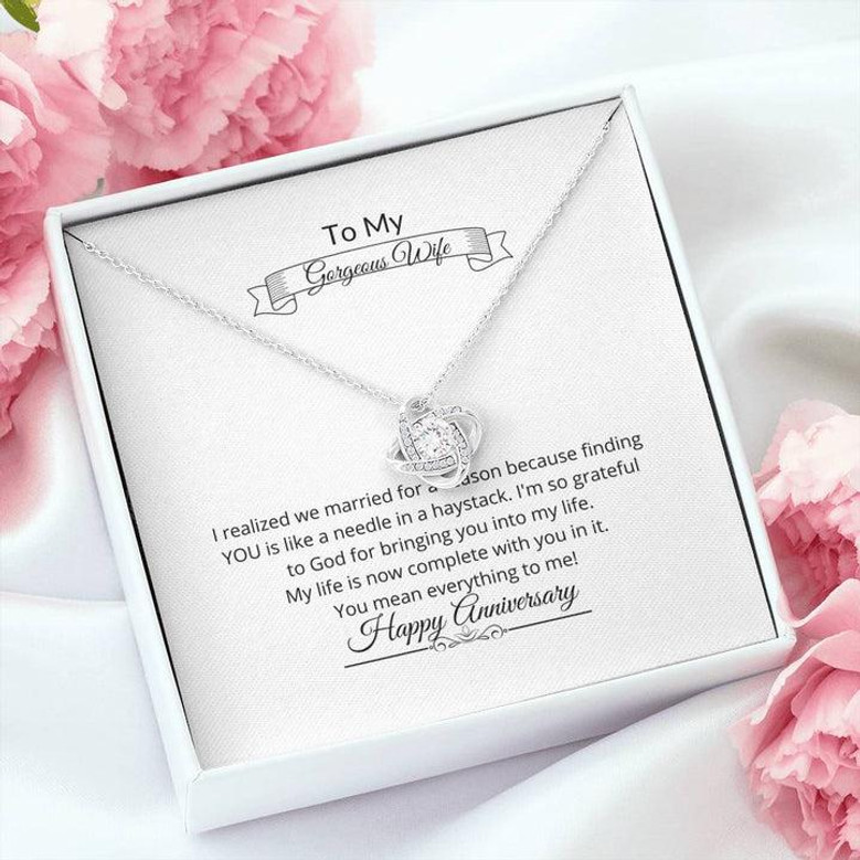 To My Gorgeous Wife, Love Knot Necklace, Anniversary Necklace, Anniversary Pendant, Christian Gift Idea, Sentimental Gift, Thoughtful Gift, Golden Anniversary, 40Th Anniversary