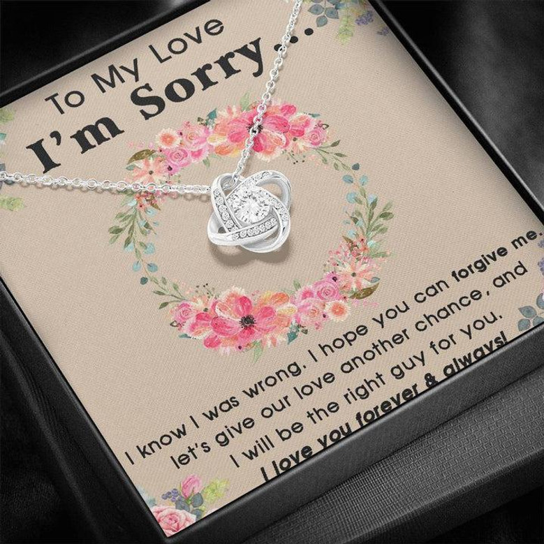 To My Love I'm Sorry Necklace Gift, Sorry Necklace For Girl, Gift For Her, Love Knot Necklace Gift For Girlfriend From Boyfriend