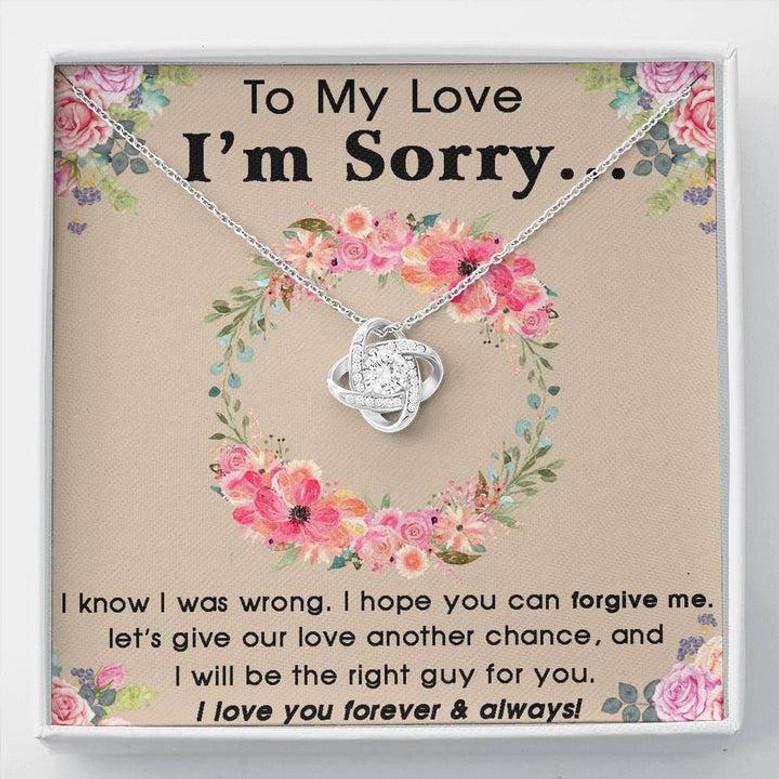 To My Love I'm Sorry Necklace Gift, Sorry Necklace For Girl, Gift For Her, Love Knot Necklace Gift For Girlfriend From Boyfriend