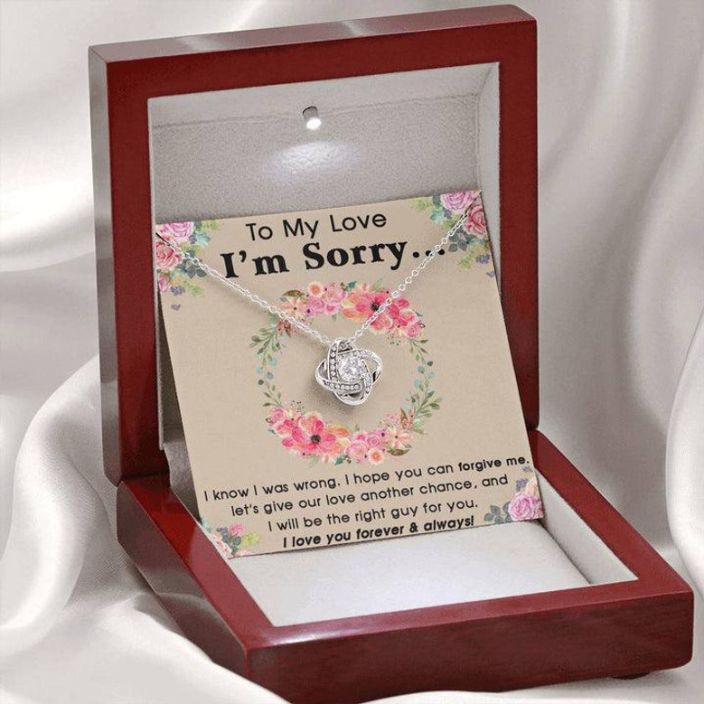 To My Love I'm Sorry Necklace Gift, Sorry Necklace For Girl, Gift For Her, Love Knot Necklace Gift For Girlfriend From Boyfriend