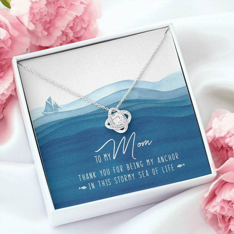 To My Mom Love Knot Necklace Mother's Day Message Card Gift From Daughter