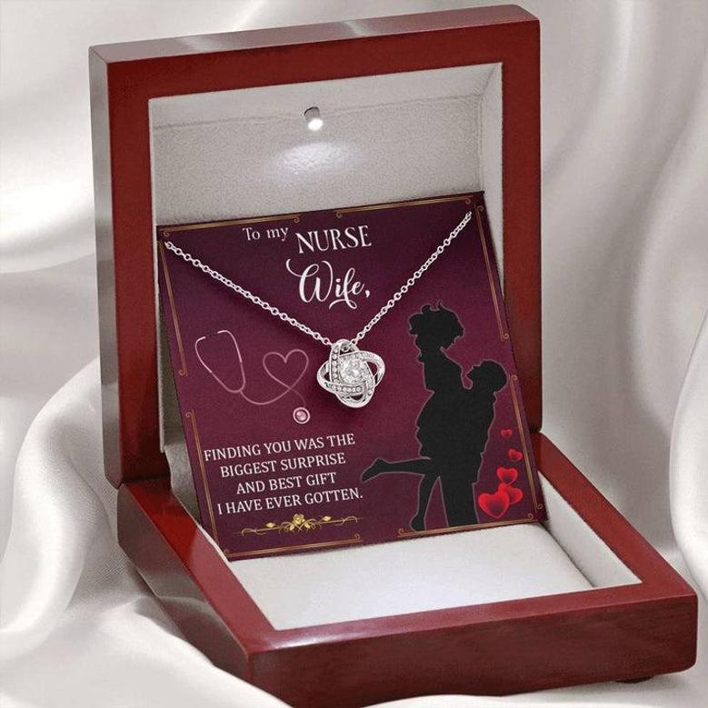 To My Nurse Wife - Finding You Was The Biggest Surprise - Love Knot Necklace