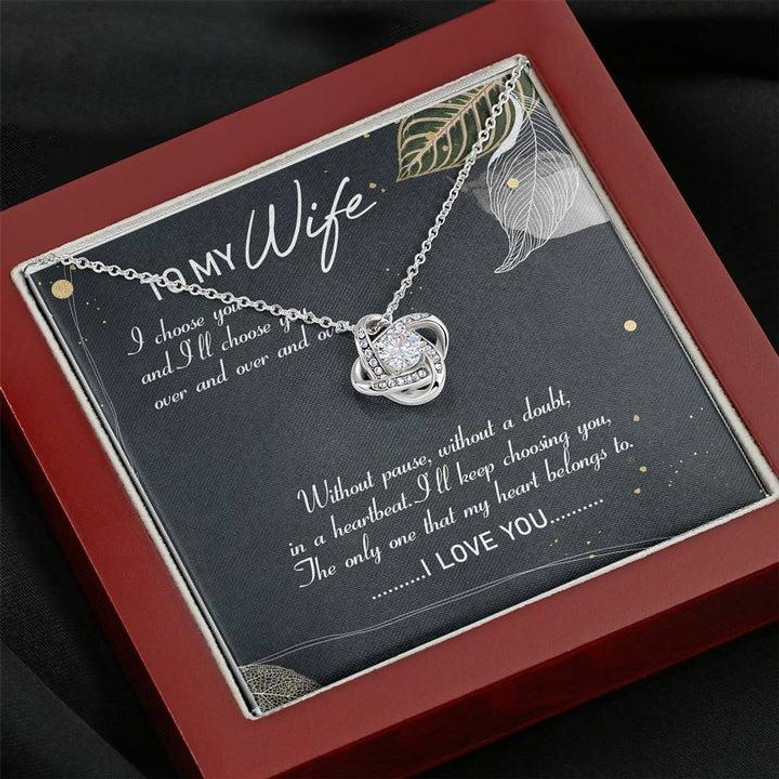 To My Wife My Heart Belong To You Love Knot Necklace Message Card From Husband
