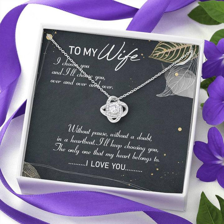To My Wife My Heart Belong To You Love Knot Necklace Message Card From Husband