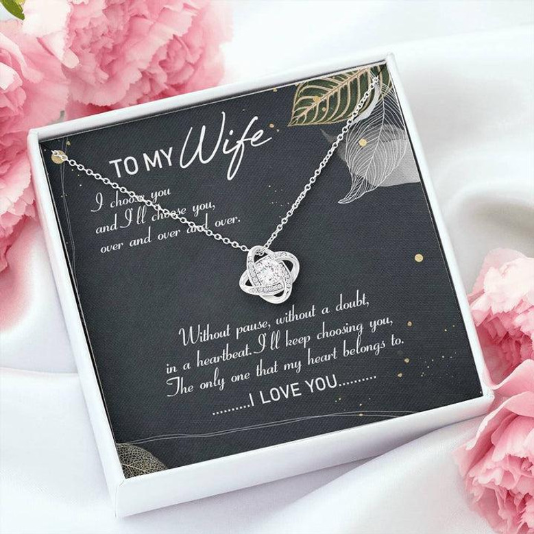 To My Wife My Heart Belong To You Love Knot Necklace Message Card From Husband