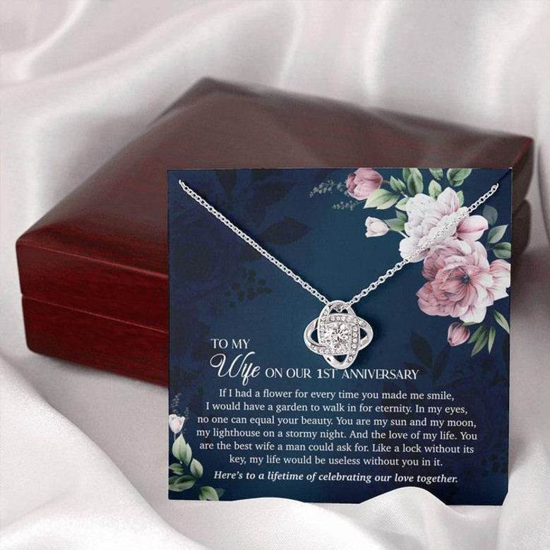 To My Wife On Our 1St Anniversary - Love Knot Necklace