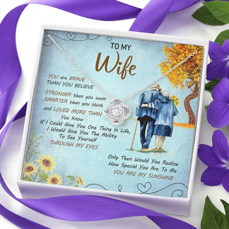 To My Wife You're My Sunshine Love Knot Necklace Mother's Day Mesage Card Gift From Husband