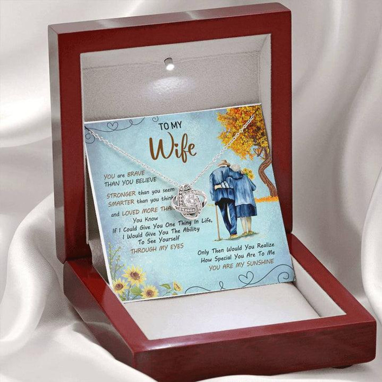 To My Wife You're My Sunshine Love Knot Necklace Mother's Day Mesage Card Gift From Husband