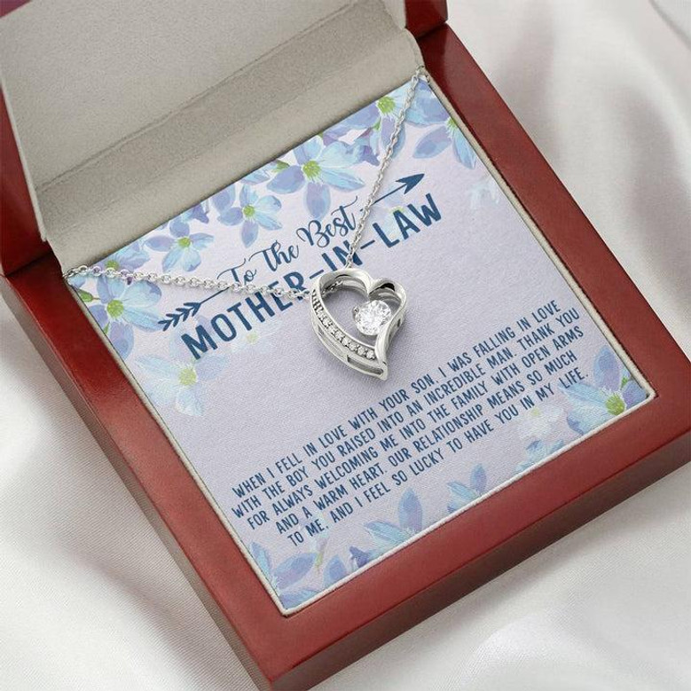 To The Best Mother-In-Law My Life Is Filled With More Joy Love Knot Necklace With Pod Message Card, Mother-In-Law Gift From Daughter-In-Law