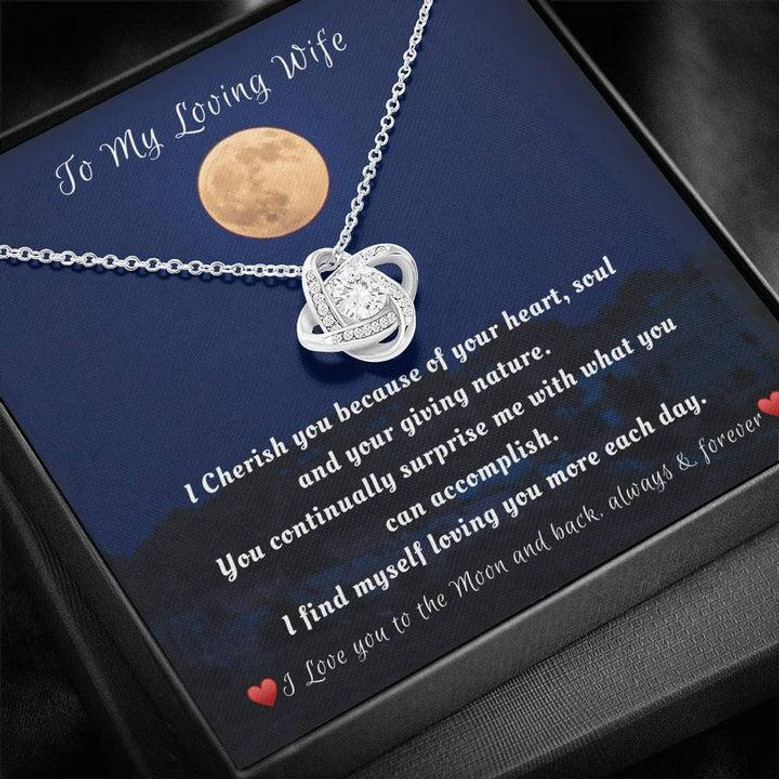 To The Moon And Back - Love Knot Necklace, For My Loving Wife