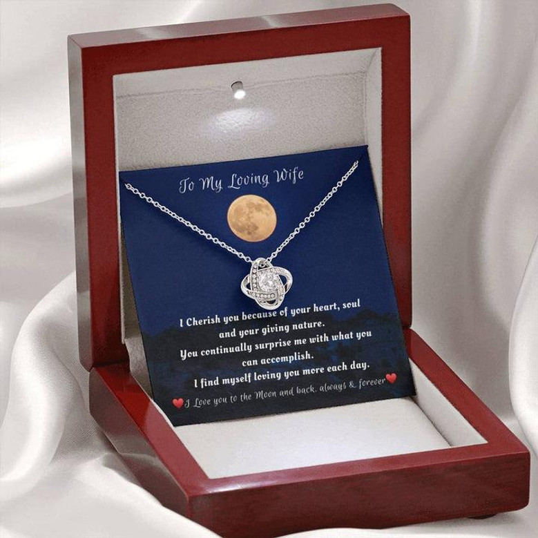 To The Moon And Back - Love Knot Necklace, For My Loving Wife