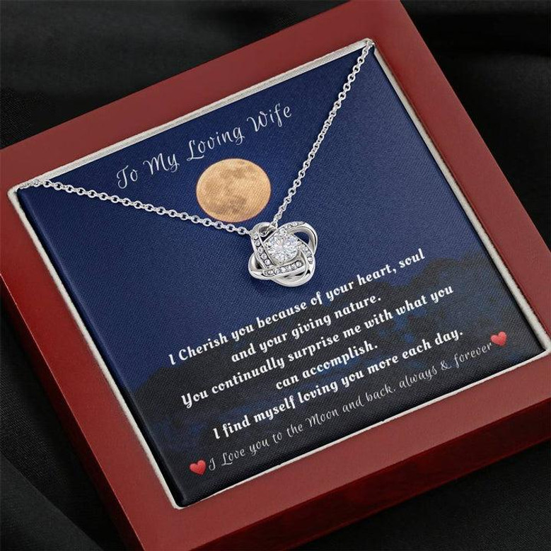 To The Moon And Back - Love Knot Necklace, For My Loving Wife