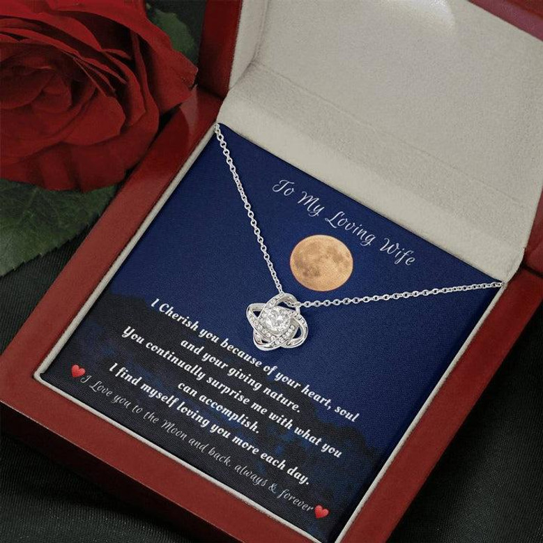 To The Moon And Back - Love Knot Necklace, For My Loving Wife
