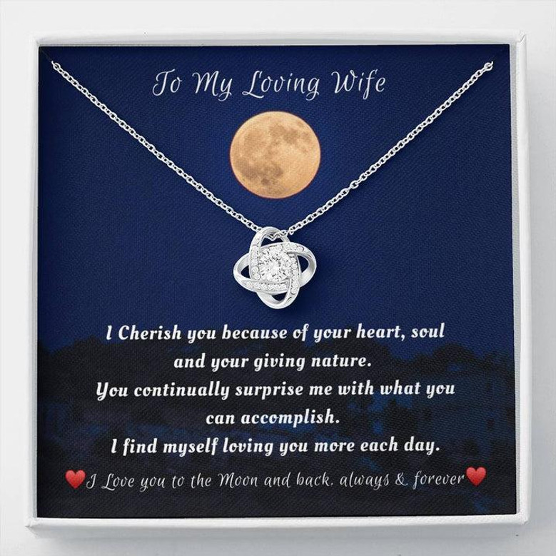 To The Moon And Back - Love Knot Necklace, For My Loving Wife