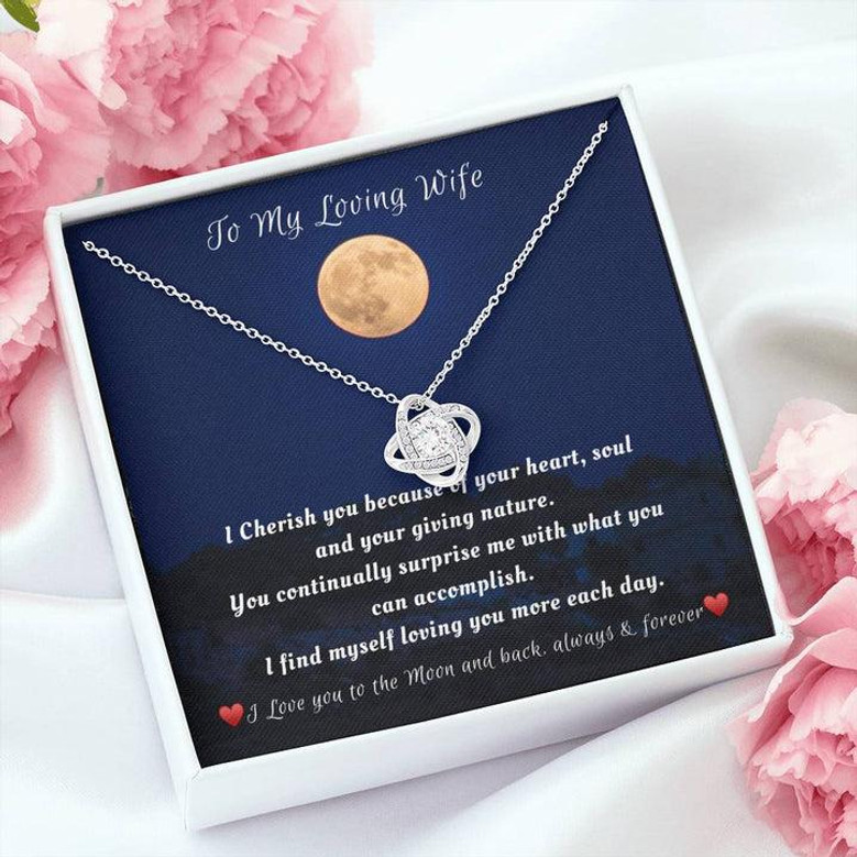 To The Moon And Back - Love Knot Necklace, For My Loving Wife