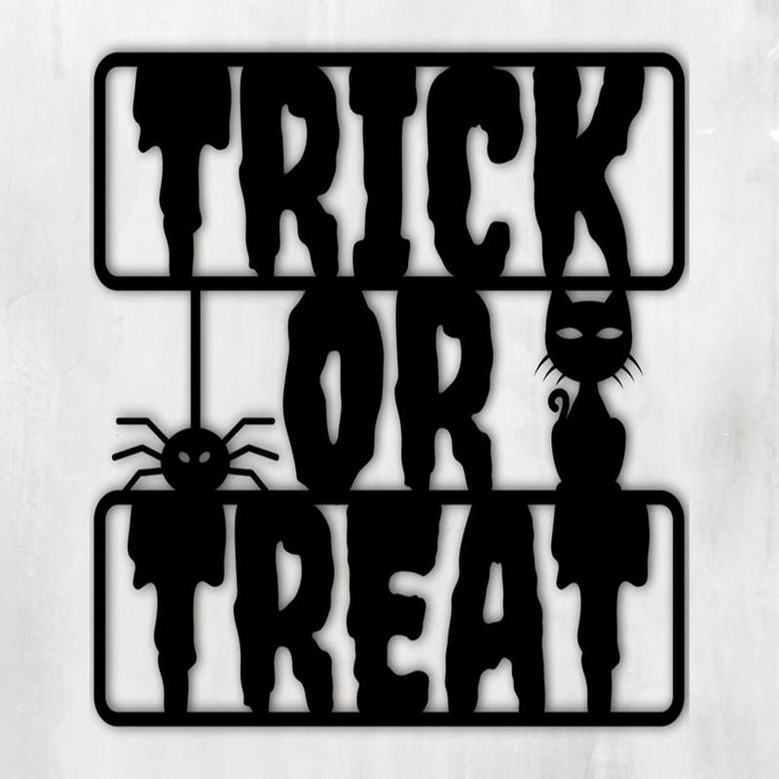 Trick or Treat Decor|Sign|Halloween|Wall Hanging|Halloween wall sign|cat|Black cat|spider|Halloween sign|home decor|home|wall decor|wall art