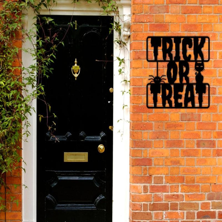 Trick or Treat Decor|Sign|Halloween|Wall Hanging|Halloween wall sign|cat|Black cat|spider|Halloween sign|home decor|home|wall decor|wall art