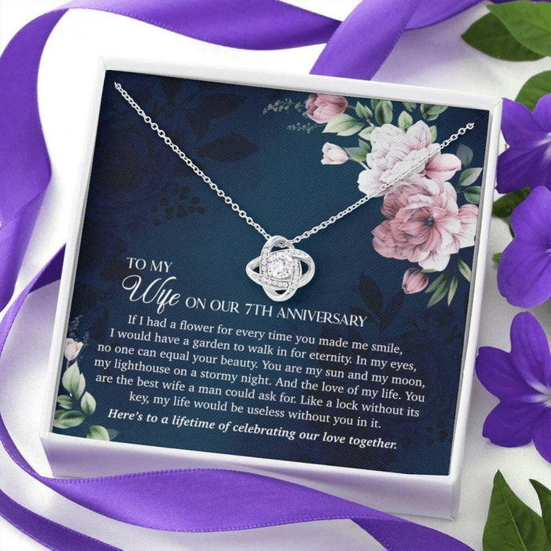 Wife Necklace, 7Th Anniversary Necklace Gift For Wife, 7 Years Wedding Anniversary Necklace