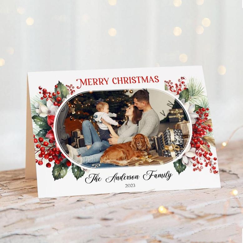 Custom Photo Card, Personalized Christmas Cards with Photo, Merry Xmas