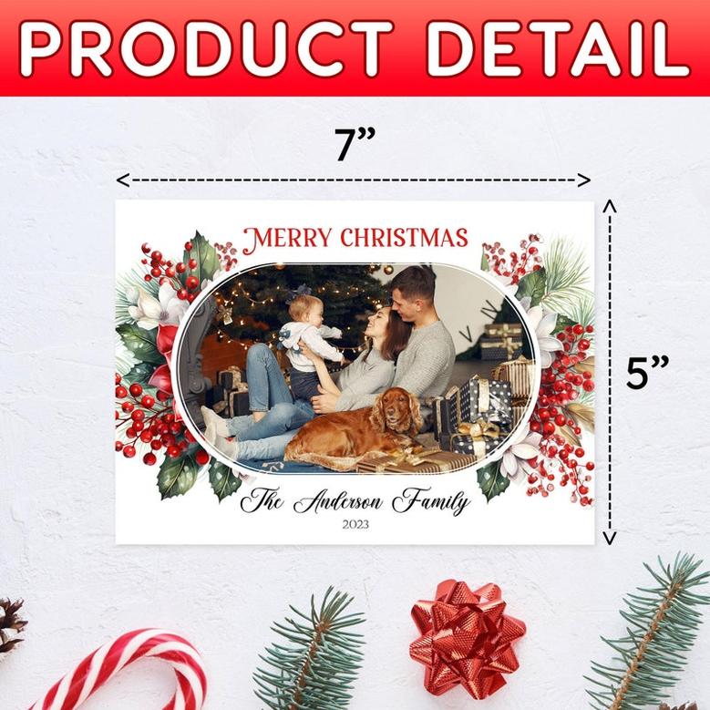 Custom Photo Card, Personalized Christmas Cards with Photo, Merry Xmas