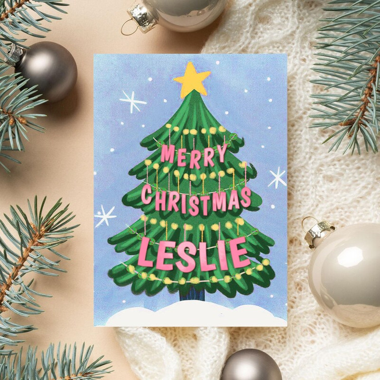 Personalized Christmas Greeting Card, Folded Card, Merry Christmas Card