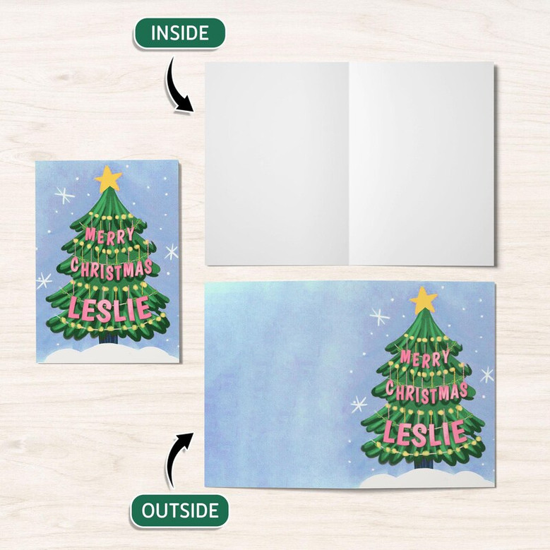 Personalized Christmas Greeting Card, Folded Card, Merry Christmas Card
