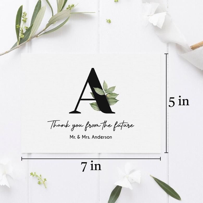 Personalized Couples Shower Thank You Cards with Envelope, Wedding Card