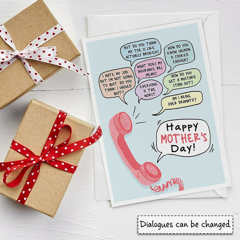 Personalized Happy Mother's Day Funny Card Call to Mom Greeting Card