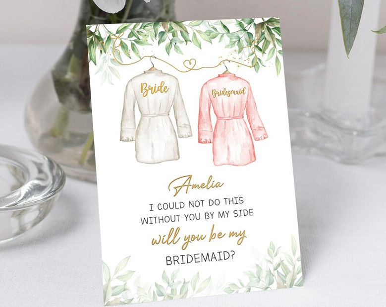 Will You Be My Bridesmaid Card, Personalized Bridesmaid Proposal Card