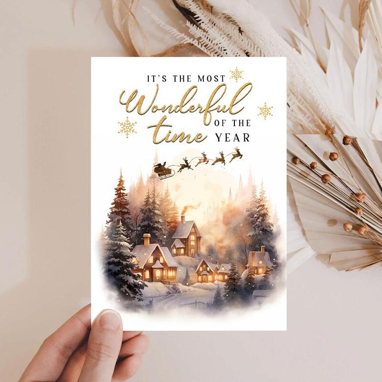 Winter Greeting Holiday Cards, It's the most Wonderful Time of the Year