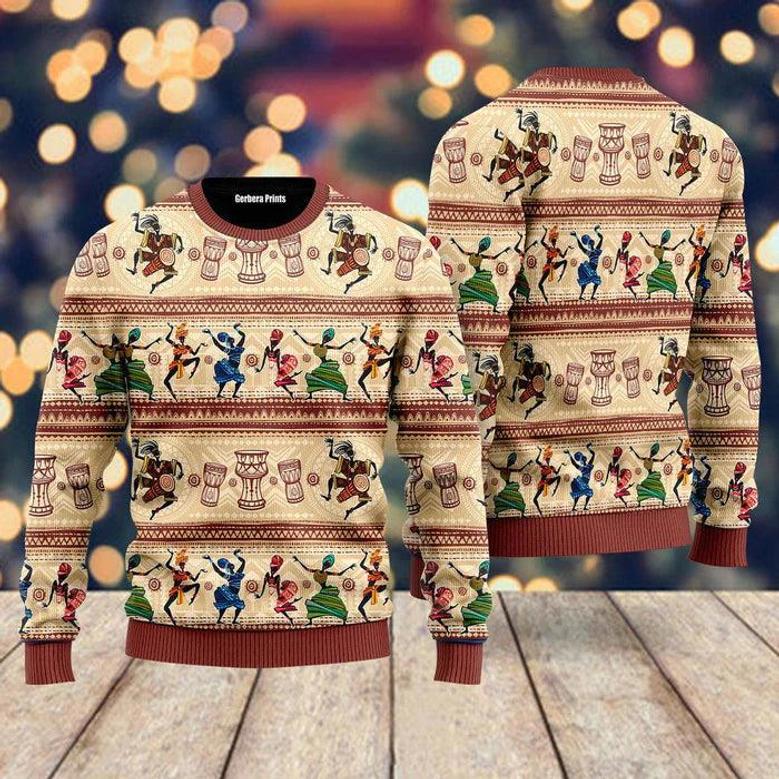 African Dancing On Ethnic Ugly Christmas Sweater For Men & Women