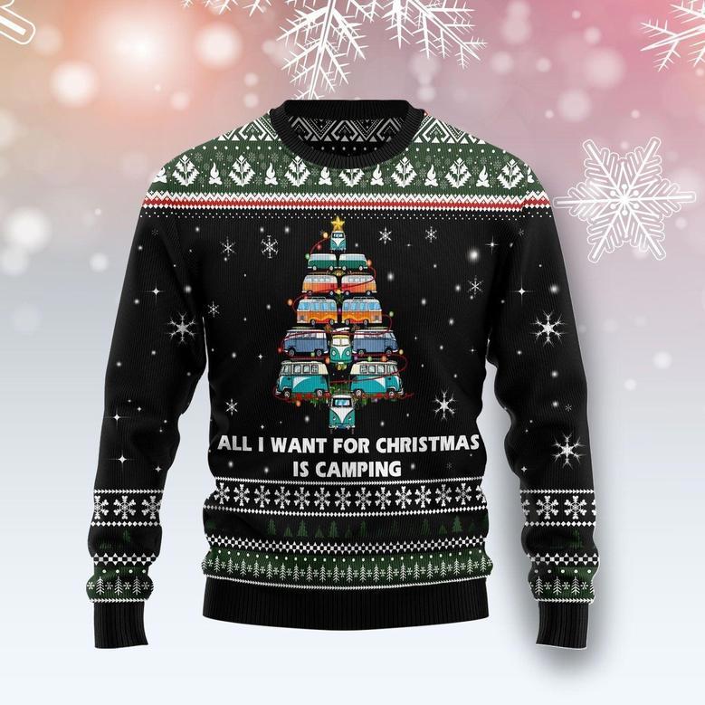 All I Want For Christmas Is Camping Ugly Christmas Sweater