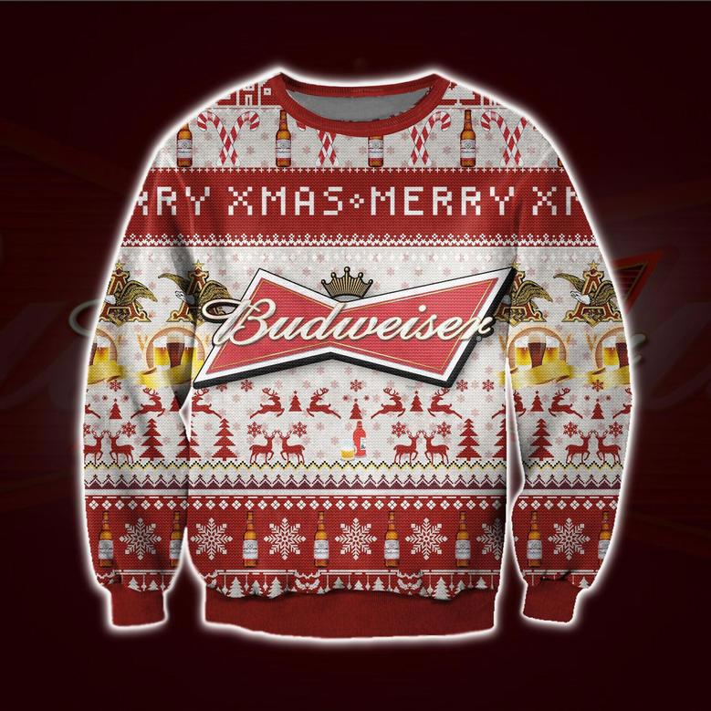 All Over Print Budweiser Beer Ugly Christmas Sweater