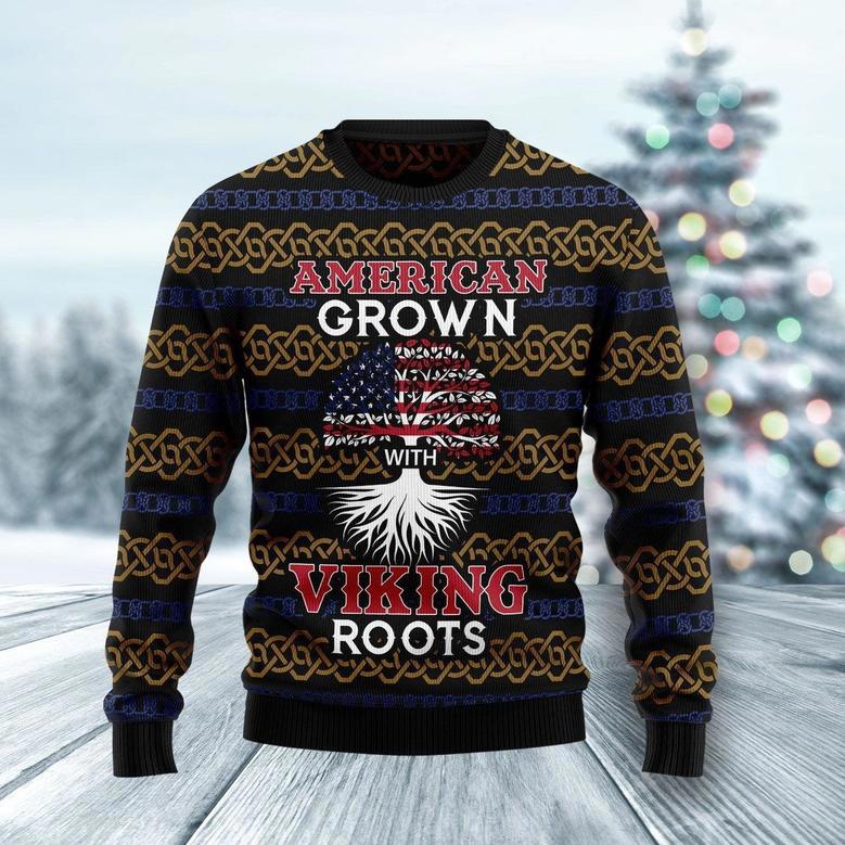 American Grown With Viking Roots Ugly Christmas Sweater