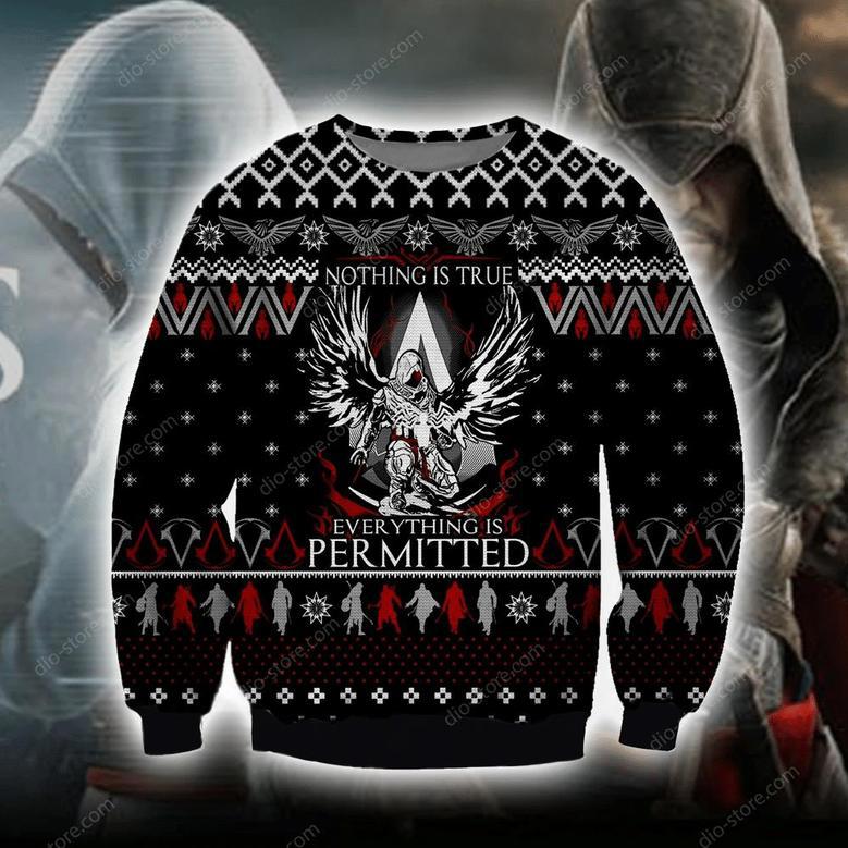 Assassin'S Creed Knitting Pattern Print Ugly Christmas Sweater