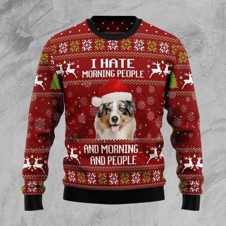 Australian Shepherd Hate Morning Ugly Christmas Sweater