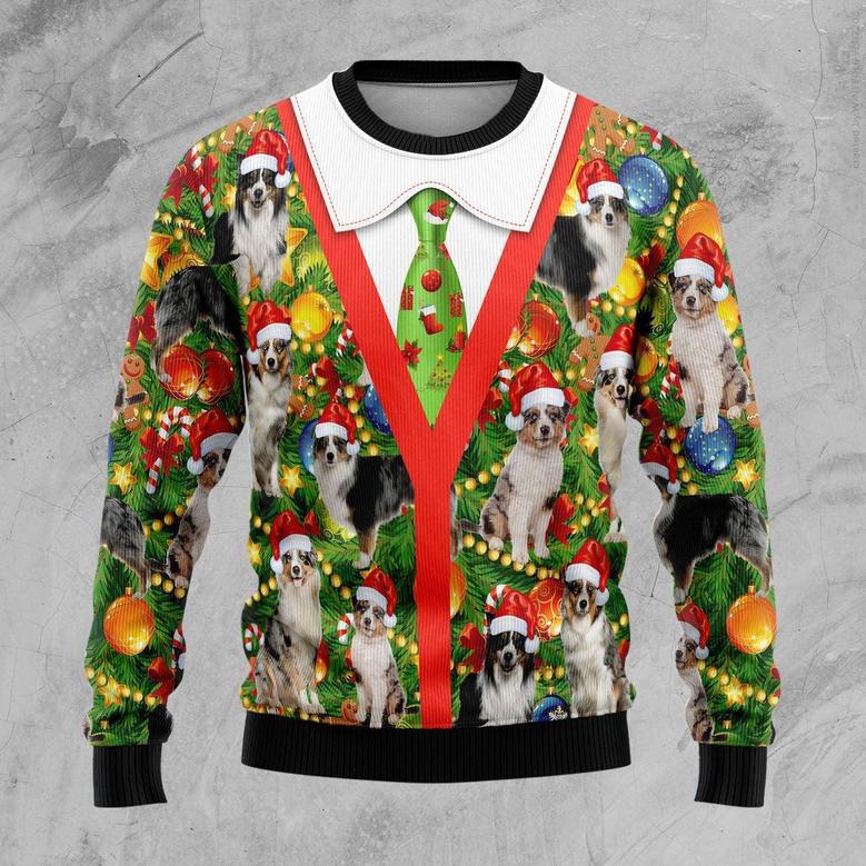 Australian Shepherd Xmas Pine Ugly Christmas Sweater