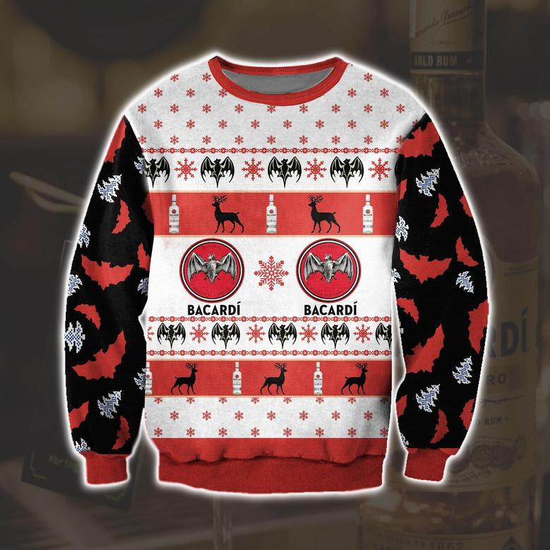 Bacardi Wine Knitting Pattern Print Ugly Christmas Sweater