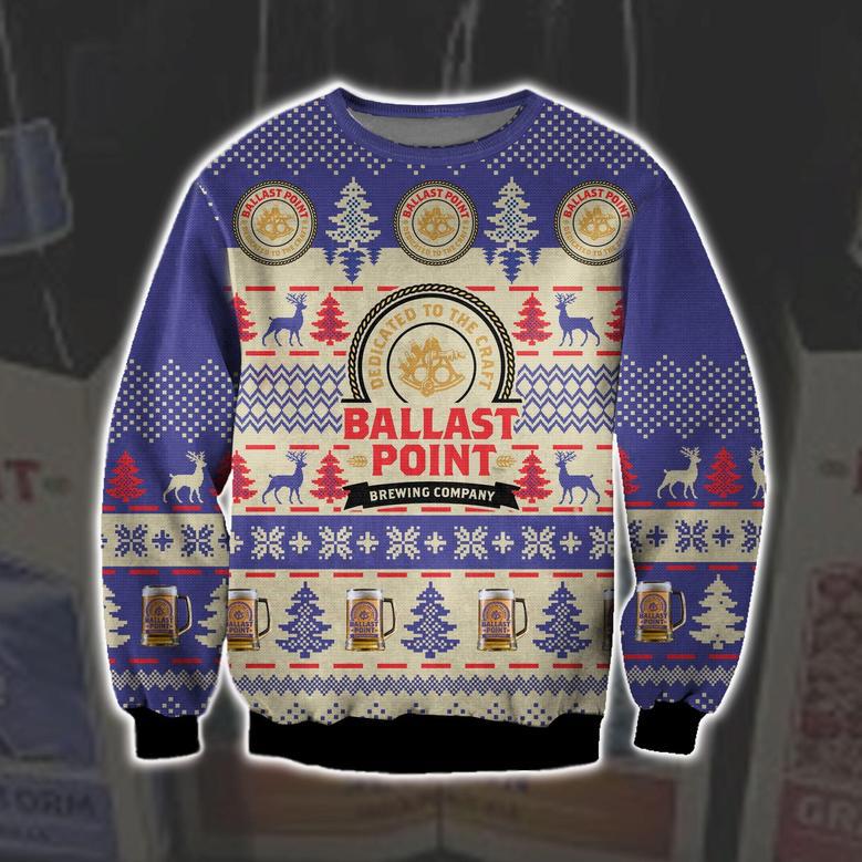 Ballast Point Beer Knitting Pattern Print Ugly Christmas Sweater