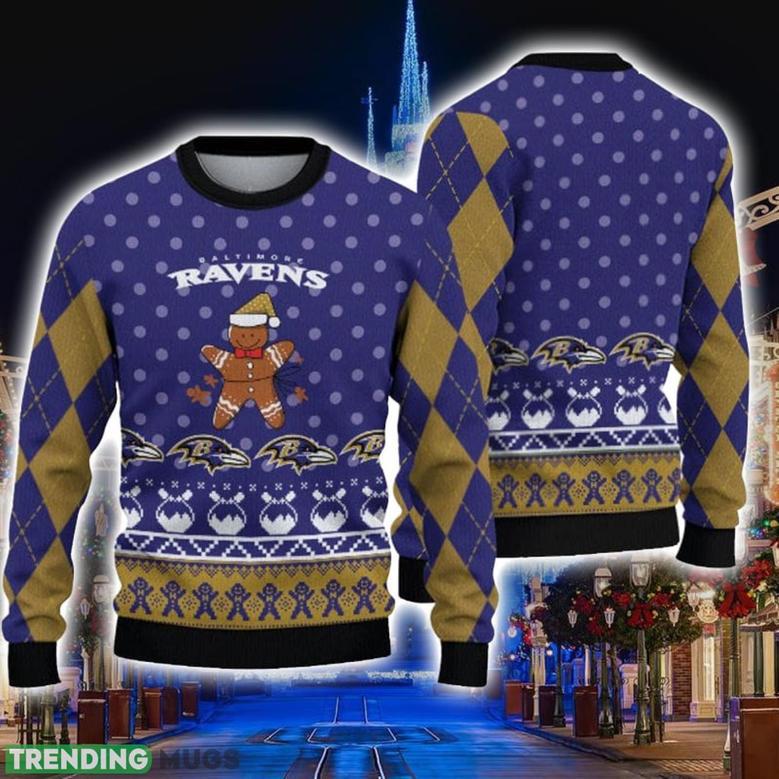 Baltimore Ravens Christmas Gingerbread Man Ugly Christmas Sweater Cute Christmas Gift