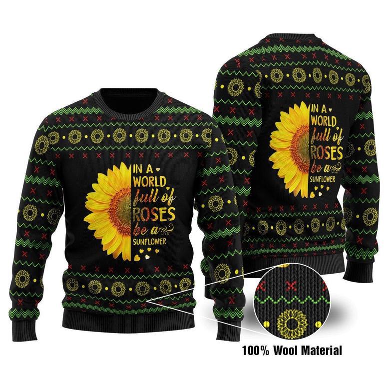 Be A Sunflower Printed Ugly Christmas Sweater